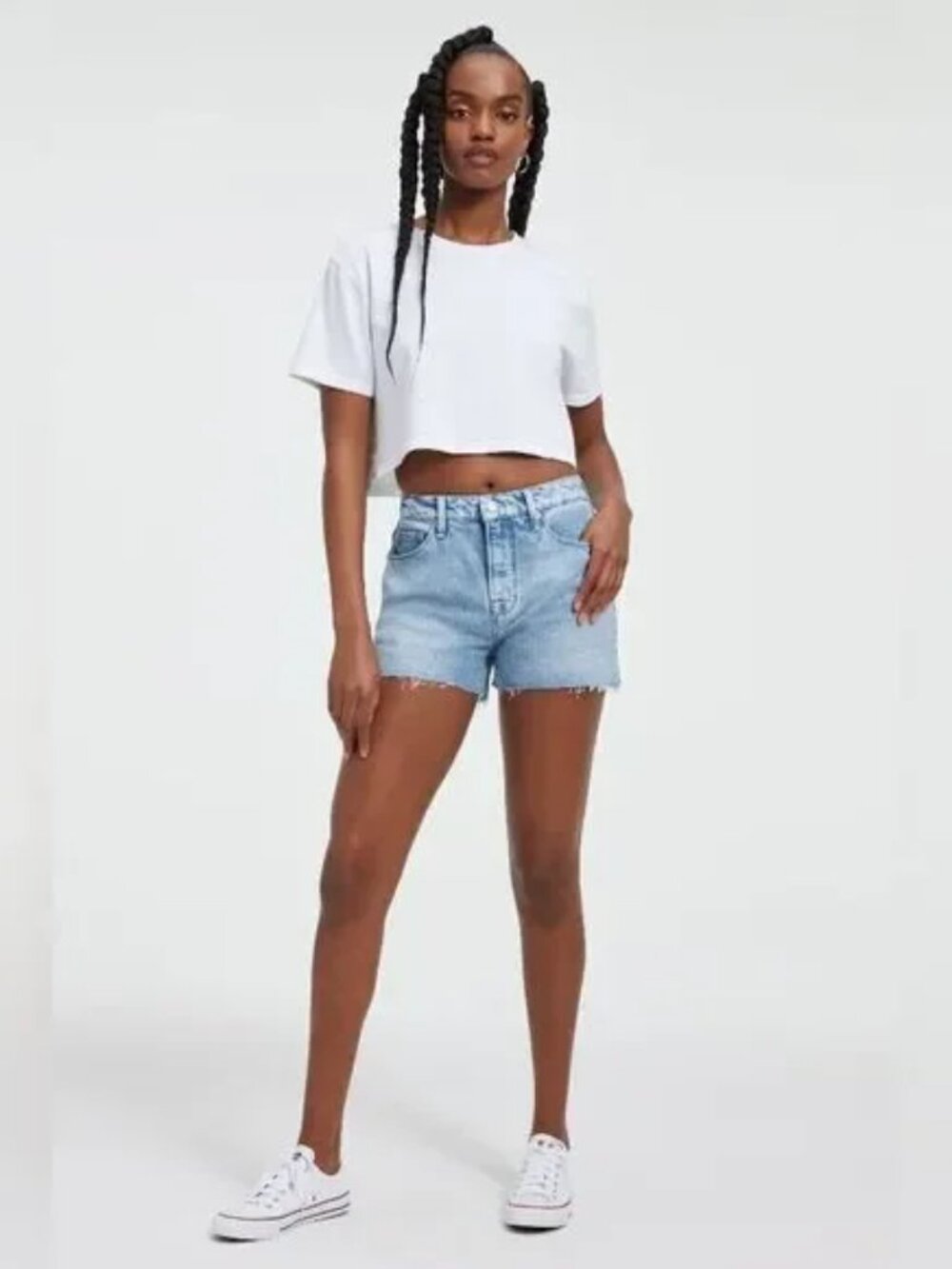 Good American Good ‘90s Weightless Denim Shorts Indigo 396 Size 16 NWT